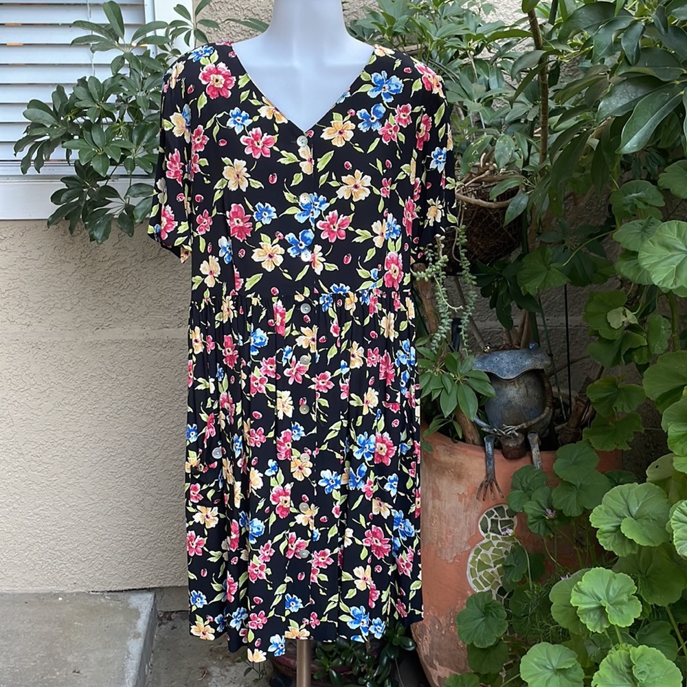 New vintage 80’s multicolored Coldwater Creek rayon dress